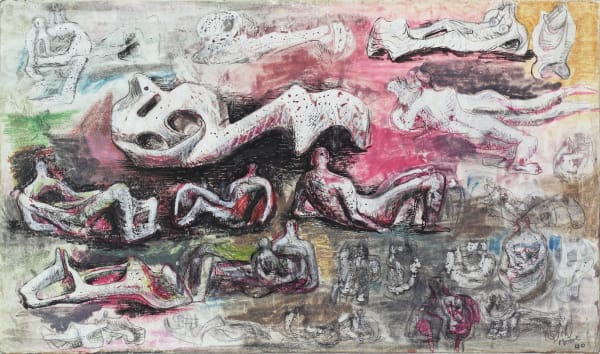 Henry Moore Reclining Figures, 1940 Chalk, pen, and watercolour on paper
