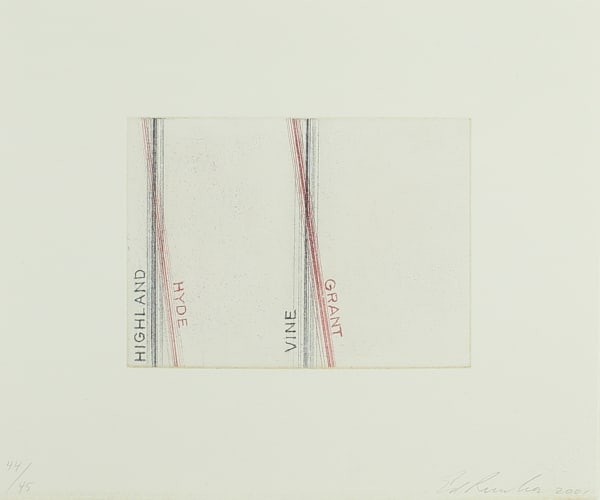 Ed Ruscha Highland, Hyde, from 'Los Francisco San Angeles', 2001 Soft-ground etching on paper