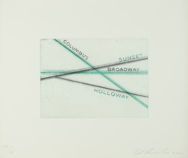 Ed Ruscha Columbus, Sunset, from 'Los Francisco San Angeles', 2001 Soft-ground etching on paper