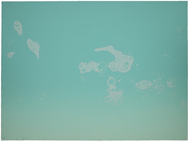 Ed Ruscha Suds (Turquoise), 1971 Screenprint on white Arches paper, cut edges, bleed image