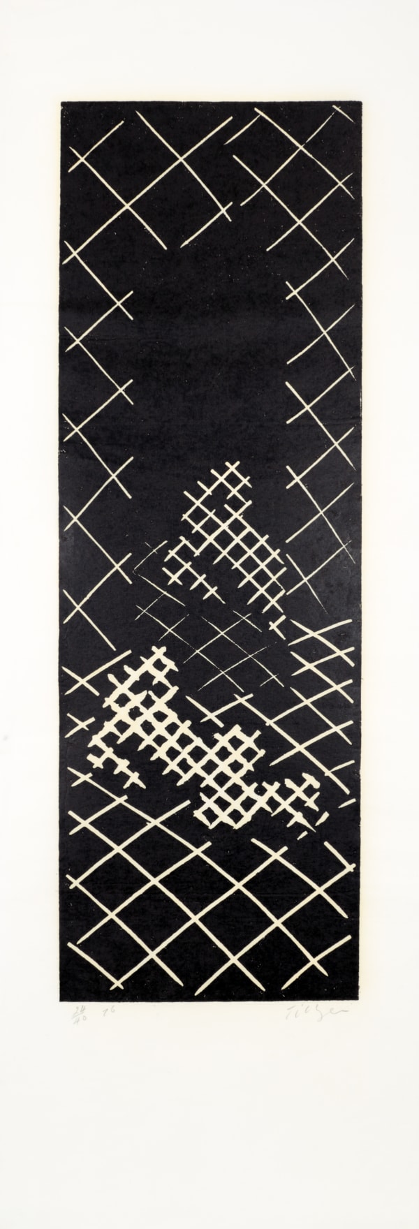 William Tillyer Reclining Figure - Providence Suite, 1976 Signed in pencil lower right, dated lower left (recto) Linocut on paper Linocut and printed collage relief Paper size: 125 x 43 cms (49 1/4 x 17 ins) Image size: 91 x 30.5 cms (35 3/4 x 12 ins) EDITION 40 PROOFS TP 1 PP 1 PRINTER Providence Editions PUBLISHED BY Bernard Jacobson Ltd., London