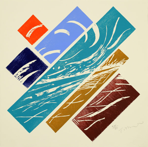 William Tillyer The Shore Line 2 - The Albion Images, 2025 Signed in pencil lower right (recto) Woodcut on paper Paper size: 50 x 50 cms (19 3/4 x 19 3/4 ins) EDITION 35 PROOFS 4 AP 2 PP PRINTER Bracken Press PUBLISHED BY Bernard Jacobson Ltd., London