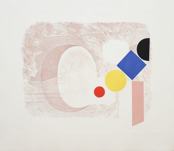 William Tillyer Nicholson, The Half Vase - Living by the Esk III, 1983 Signed in pencil lower right (recto) Copperplate line etching plus relief printing on paper 5 colours Paper size: 69.9 x 81.9 cms (27 1/2 x 32 1/4 ins) EDITION 35 PRINTER Homer Frankand Editions PUBLISHED BY Bernard Jacobson Ltd., London