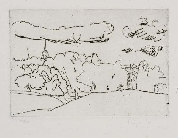 Barry Flanagan For John Constable, 1976 Signed, numbered, and dated '76' in pencil Etching of paper 28 x 38 cms (11 x 15 ins) From the "For John Constable" series Edition of 100, Set of 19 Published by Bernard Jacobson Ltd., London, 1976