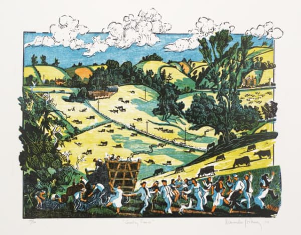 Alexander Hollweg Country Dance - For John Constable, 1976 Woodcut on paper 55.9 x 76.2 cms (22 x 30 ins) From the "For John Constable" series Edition of 100, Set of 19 Published by Bernard Jacobson Ltd., London, 1976