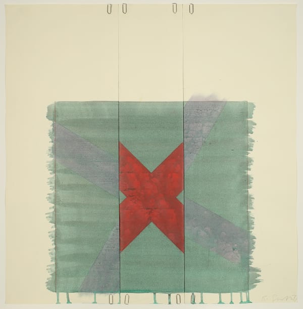 Richard Smith Study for Two of a Kind VIa, 1977 Acrylic, crayon and pencil with paperclips on Fabriano paper