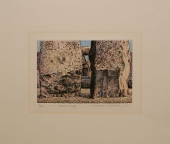 Norman Stevens Stonehenge - For John Constable, 1976 Signed, numbered, and dated '76' in pencil Etching on paper 29 x 32.5 cms (11 3/8 x 12 3/4 ins) From the "For John Constable" series Edition of 100, Set of 19 Published by Bernard Jacobson Ltd., London, 1976