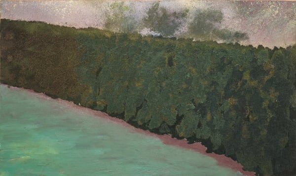 Ivor Abrahams Long Hedge, 1974 Oil and flock on canvas
