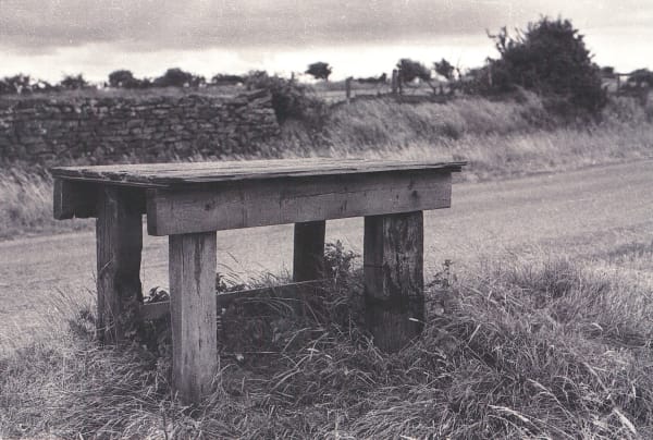 William Tillyer The Furnished Landscape - Milk Stands, 1977 Photograph 40.5 x 61.5 cms (15 15/16 x 24 1/4 ins) PRINTER The Artist