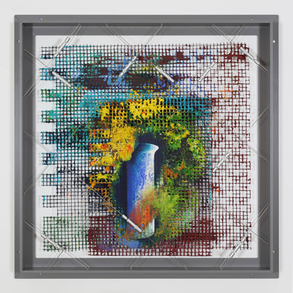 William Tillyer Miss Hanks Vase with Arrangement - The Mulgrave Tensile Wire Works, 2022 Acrylic on wire mesh with wire and tensioners