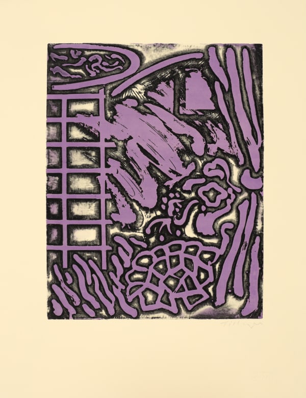 William Tillyer Interior at Fontenay aux Roses with Large Tortoise 'He derived, too, a peculiar pleasure in being in a richly illuminated room, the only person up and about amid shadow-haunted, sleeping houses. [...] Slowly, one by one, he went through the various shades, 1974/2018 Signed in pencil lower right (recto) Heavy relief and intaglio etching on 250 gsm Velin Arches Crème paper Paper size: 66 x 50.7 cms (26 x 20 ins) Image size: 45.4 x 35.4 cms (17 7/8 x 14 ins) EDITION 25 PROOFS 4AP 1PP PRINTER Clifton Editions PUBLISHED BY Bernard Jacobson Ltd., London, 2018