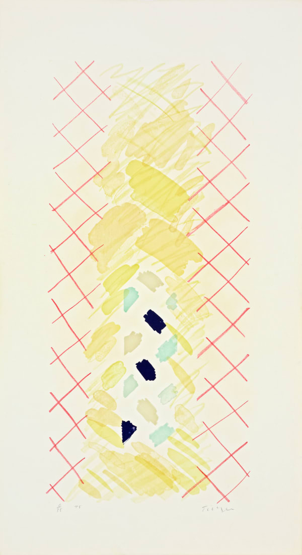 William Tillyer Still Life, 1975 Signed on lower right, dated lower left (recto) Lithograph on paper Paper size: 104.5 x 57.5 cms (41 x 22 5/8 ins) Image size: 84 x 38.5 cms (33 x 15 1/8 ins) EDITION 35 PROOFS 2 PRINTER Ian Lawson Editions PUBLISHED BY Bernard Jacobson Ltd., London