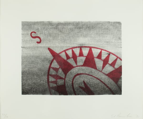 Ed Ruscha South, 1991 Lithograph on white Rives BFK paper