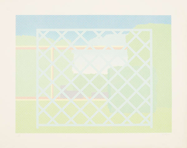 William Tillyer Trellis, 1973 Signed in pencil lower right (recto) Screenprint on paper Paper size: 73 x 91.4 cm (28 3/4 x 36 ins) Plate size: 57.5 x 75.8 cm (22 1/2 x 29 3/4 ins) EDITION 100 PROOFS 5 AP PRINTER Advanced Graphics PUBLISHED BY Bernard Jacobson Ltd., London