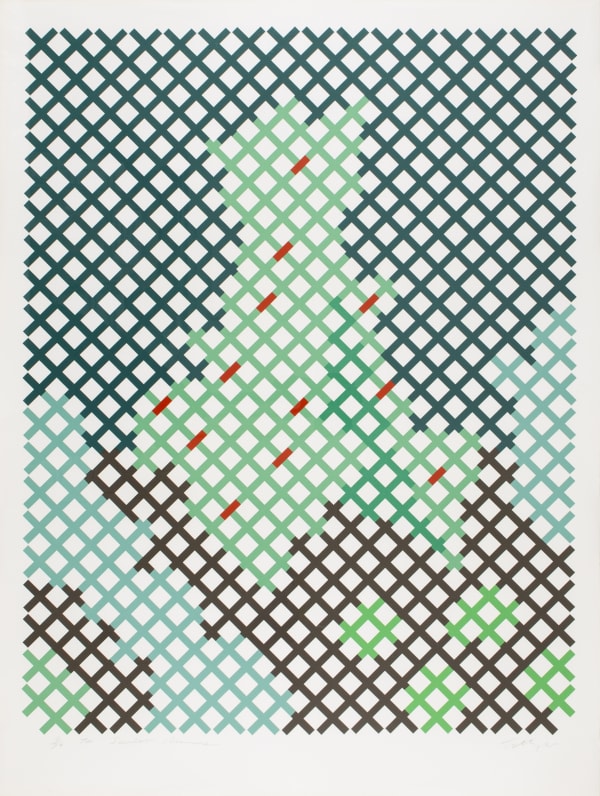 William Tillyer Scarlet Runner - A Furnished Landscape, 1974 Signed lower right, dated lower left in pencil (recto) Screenprint 8 colours on 246 lb J. Green water leaf paper Paper: 90.3 x 68.5 cms (35 1/2 x 27 ins) Image: 80.3 x 62.7 cms (31 5/8 x 24 5/8 ins) EDITION 90 PROOFS 5 AP 2 PP PRINTER Advanced Graphics PUBLISHED BY Bernard Jacobson Ltd., London