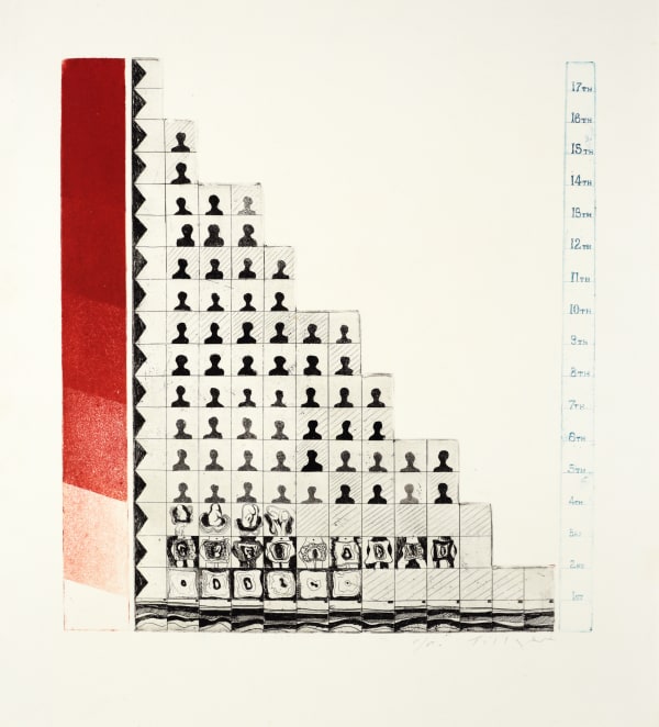 William Tillyer Masterpiece Graph, 1967 Signed in pencil lower right (recto) Etching on paper Three cut plates Paper size: 58 x 51.5 cms (22 3/4 x 20 1/4 ins) Plate size: 44.5 x 41.2 cms (17 1/2 x 16 1/4 ins) EDITION Uneditioned PRINTER The Artist