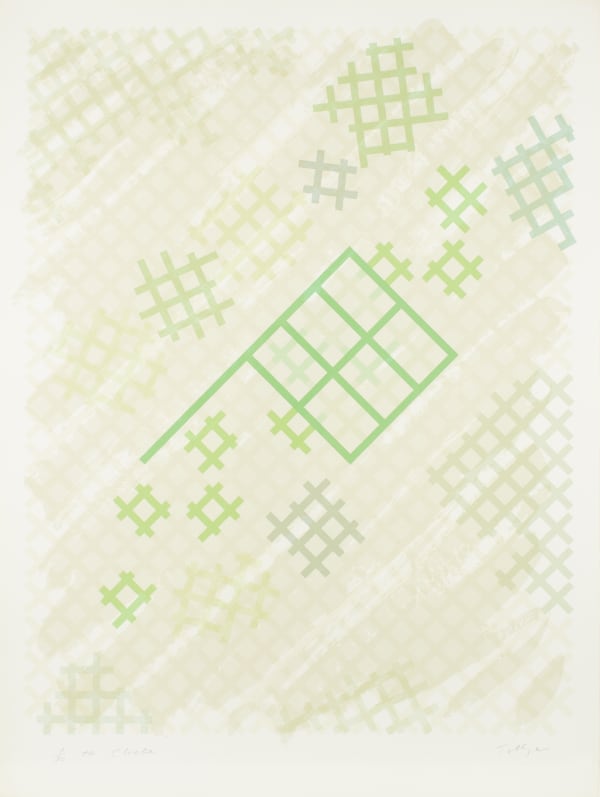 William Tillyer Cloche - A Furnished Landscape, 1974 Signed lower right, dated lower left in pencil (recto) Screenprint 12 colours on 246 lb J. Green water leaf paper Paper size: 91.5 x 68.5 cms (36 x 27 ins) Image size: 81.5 x 64.5 cms (32 x 25 3/8 ins) EDITION 90 PROOFS 5 AP 2 PP PRINTER Advanced Graphics PUBLISHED BY Bernard Jacobson Ltd., London