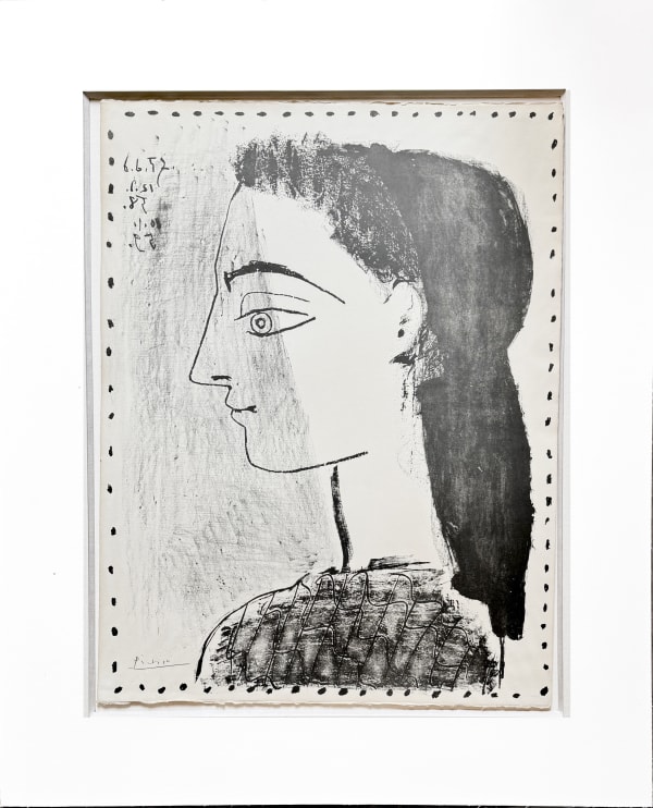 Pablo Picasso Jacqueline au mouchoir noir, 1959 Signed bottom left Lithograph sheet size: 76 x 56.5 cm plate size: 69.5 x 54.5 cm Edition of 50