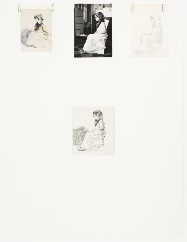 Peter Blake For John Constable, 1976 Etching on paper with photograph, tracing paper, postcard, and paper clips 65.8 x 49.8 cms (25 7/8 x 19 5/8 ins) From the "For John Constable" series Edition of 100, Set of 19 Published by Bernard Jacobson Ltd., London, 1976