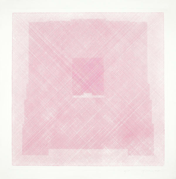 William Tillyer Box Office / Kiosk - Pink, 1969 Etching on paper Copperplate line etching Paper size: 57 x 57 cms (22 1/2 x 22 1/2 ins) Plate size: 50 x 50 cms (19 5/8 x 19 5/8 ins) EDITION Uneditioned PRINTER The Artist