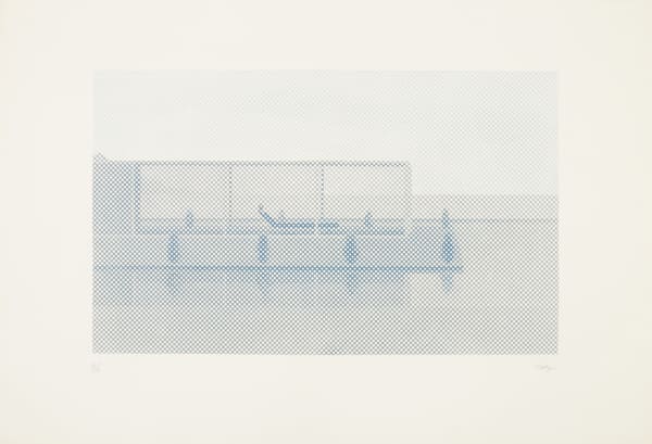 William Tillyer Pool Blue, 1972 Signed in pencil lower right (recto) Etching on paper Paper size: 70.5 x 104.5 cms (27 3/4 x 41 1/2 ins) Plate size: 44.2 x 73.5 cms (17 1/2 x 29 ins) EDITION 60 PRINTER Birgit Skiöld Print Workshop PUBLISHED BY Bernard Jacobson Ltd., London