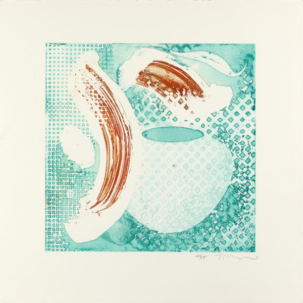 William Tillyer Jar and Arrangement. For WN - The Scalby Suite, 2022 Signed in pencil lower right (recto) Etching, aquatint and embossing on paper Paper size: 58 x 58 cms (22 3/4 x 22 3/4 ins) Plate size: 39.5 x 39.5 cms (15 1/2 x 15 1/2 ins) EDITION 35 PROOFS 1 Proof PRINTER Bracken Press PUBLISHED BY Bernard Jacobson Ltd., London