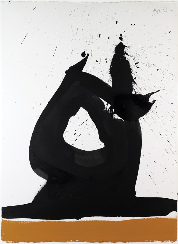 Robert Motherwell Black Image with Ochre, 1967 Acrylic and ink on paper