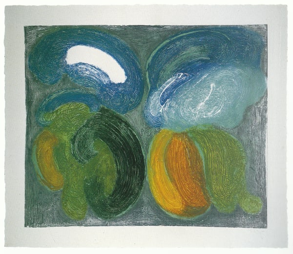 William Tillyer Living in Arcadia III, 1991 Signed in pencil lower right (recto) Embossed intaglio print with hand colouring on paper Paper size: 111.7 x 129.5 cms (44 x 51 ins) EDITION 45 PROOFS 9 AP 1 Proof PRINTER Mixografia Studios, Los Angeles PUBLISHED BY Bernard Jacobson Ltd., London