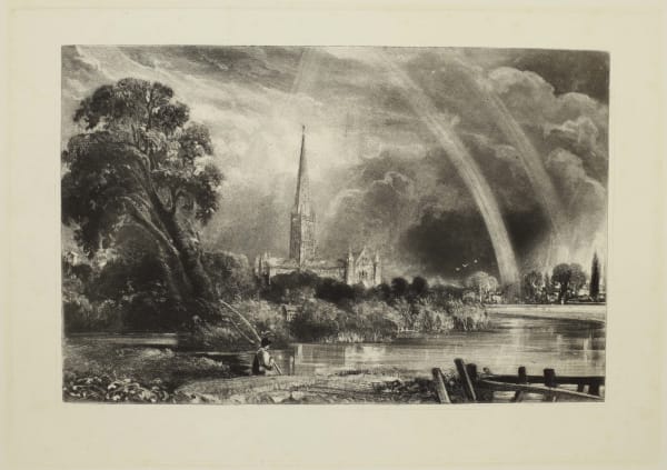 John Constable Salisbury, 1830 Mezzotint on wove paper Image size: 13.9 x 21 cms (5 1/2 x 8 1/4 ins) Plate size: 17.5 x 25 cms (6 7/8 x 9 7/8 ins) Paper size: 29 x 37.5 cms (11 3/8 x 14 3/4 ins) Mezzotint by David Lucas, as directed by John Constable