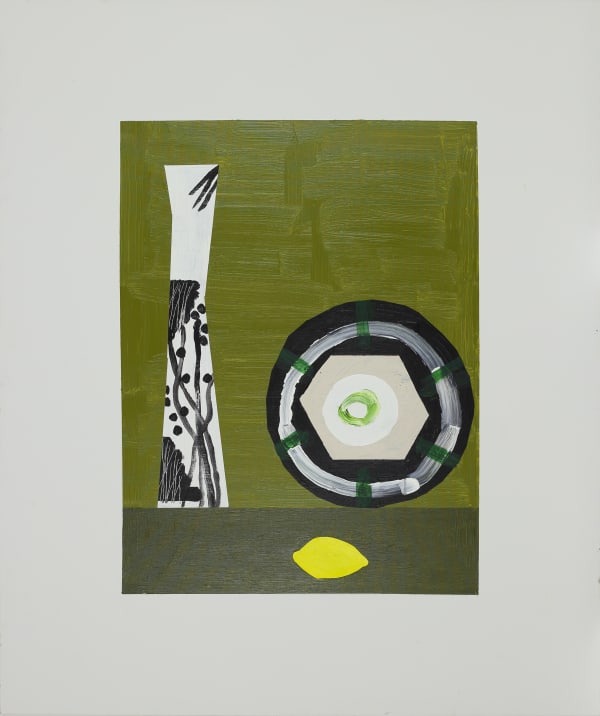 Bruce McLean Untitled , 2023 Acrylic and collage on canvas 120 x 100 cms (47 1/4 x 39 3/8 ins)
