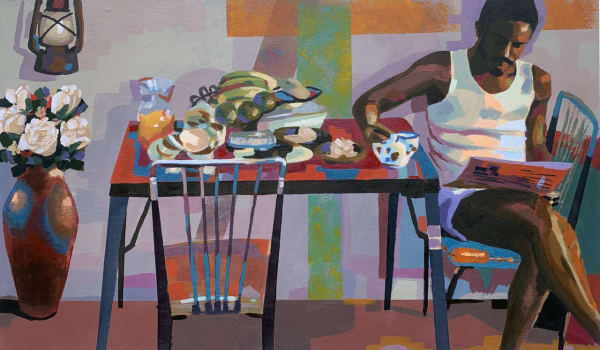 A MAN AND HIS PAPER2023Acrylic on Canvas36 x 21 inches