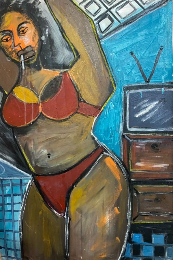 Untitled 2023 91.44cm x 60.96cm Acrylic Paint and Oil Pastels on Canvas