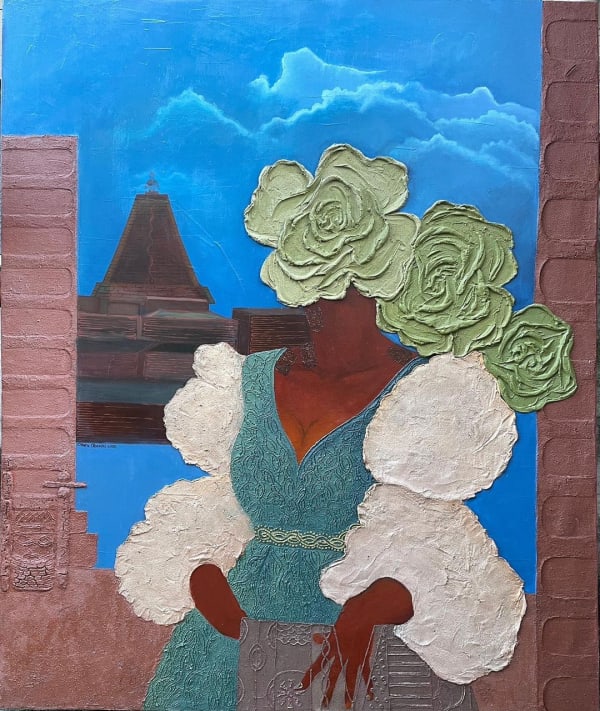 Where I Sit 2022 152.4cm x 182.88cm Sand and Acrylic on Canvas