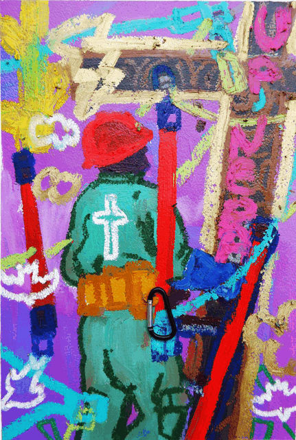 Agent of light Acrylic and Oil pastel on paper 42 x 29.7 cm 2023