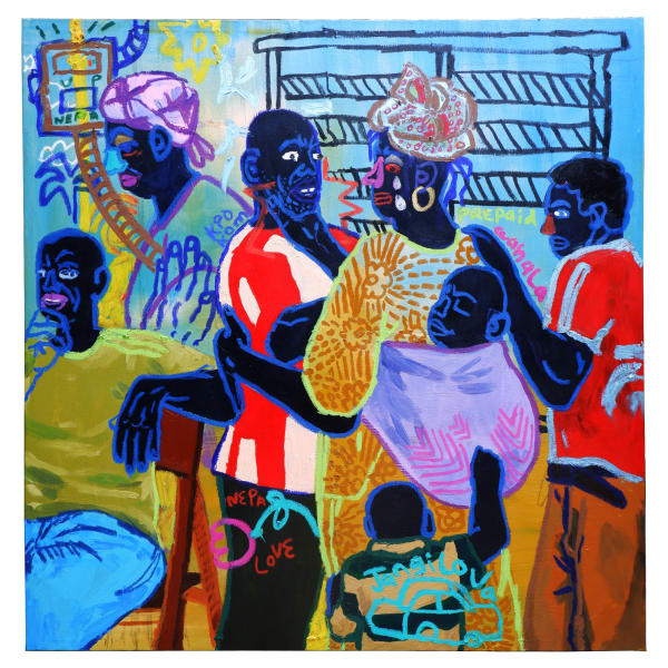 MARRIAGE WARS2024Acrylic and Oil sticks on canvas120X120cm