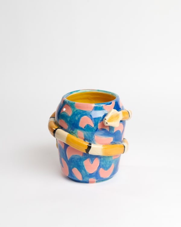 Anna Valdez, Blue Vase with Striped Snake V2, 2020