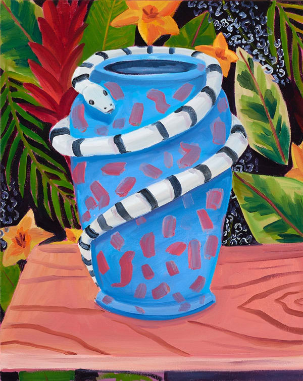 Anna Valdez, Striped Snake on Spotted Blue Vessel, 2019