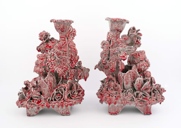 Anthony Sonnenberg, Pair of Candelabras (Jolly Rancher Red), 2020