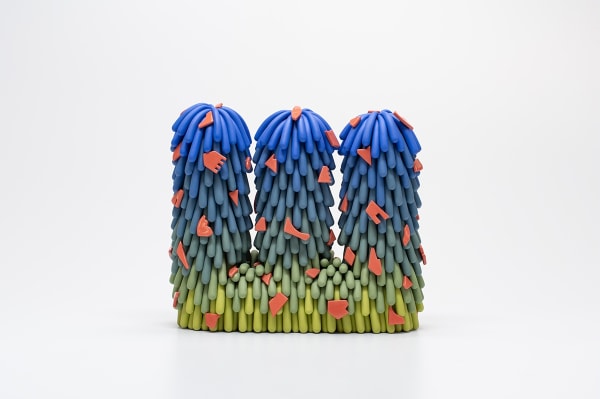 Linda Nguyen Lopez, Green/Blue Fork Ombre Dust Furry with Lobster Cut Outs, 2019