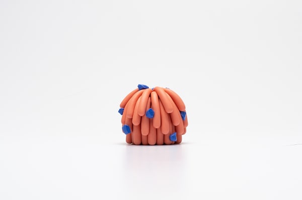 Linda Nguyen Lopez, Salmon Dust Furry with Blue Rocks, 2019