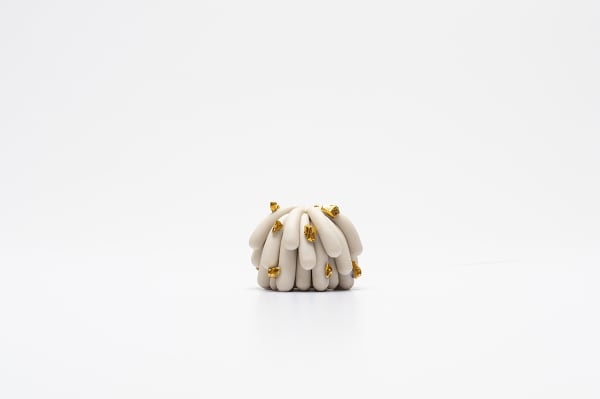 Linda Nguyen Lopez, Tinniest Porcelain Dust Furry with gold Rocks, 2019