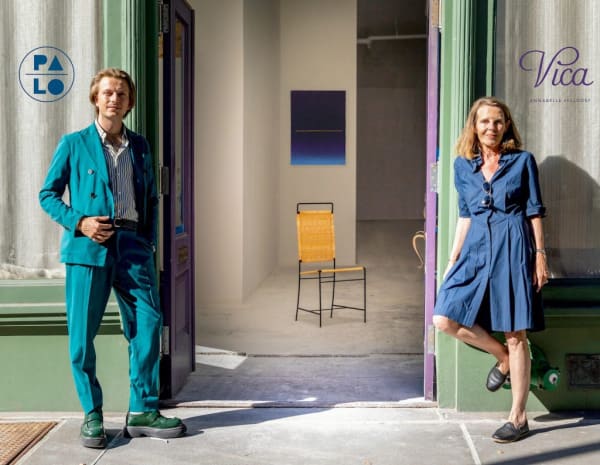 Paul Henkel and Annabelle Selldorf in front of Palo Gallery. Photo: Nicolas Venezia. Courtesy of Palo.