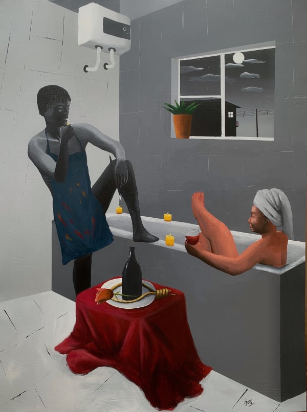 If The World Was Black And White Acrylic on canvas 36 x 48 inches 2021