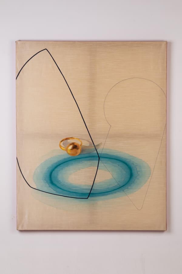 Sedireng Mothibatsela Ethiopia Gold Acrylic and oil on silk (with silk ribbon) 40 X 50 Inches 2020