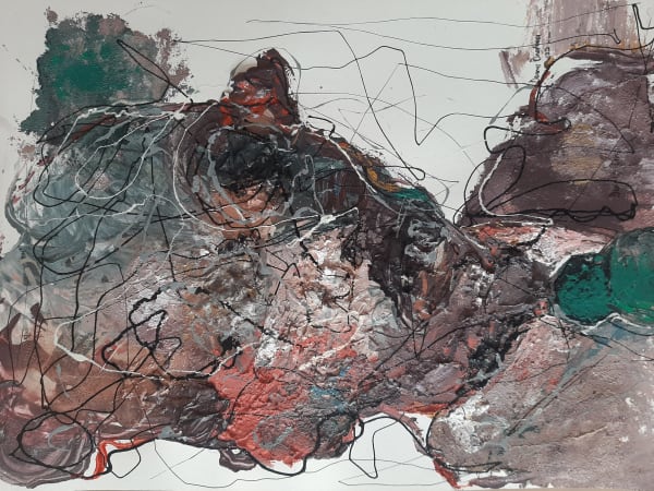 DENNIS ONOFUA APHONIC SPEECH MIXED MEDIA ON PAPER 24 X 18 INCHES 2022