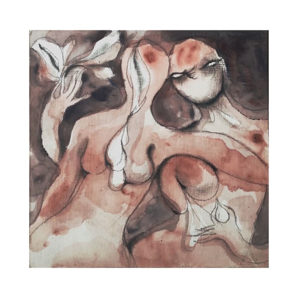 LAJA IN HEALING TRANSITION MIXED MEDIA ON BOARD 12 X 12 INCHES 2014