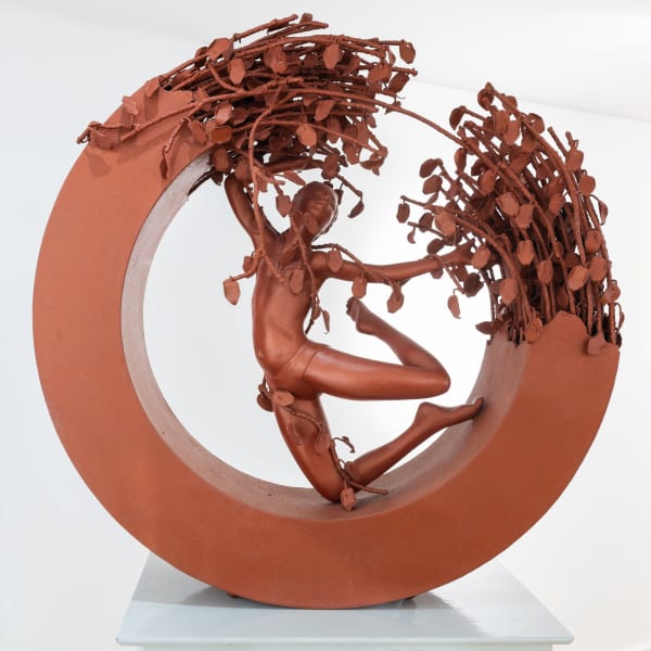 When the rain stops, I'll send for you (II) Mild steel, copper autobase paints, granite-cast with resin 30 Inches diameter 2022