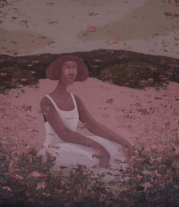 Chidinma Nnoli Lavender, lavender, when will my feet catch fire, 2022 Oil and acrylic on canvas 54 x 62 in CN0003