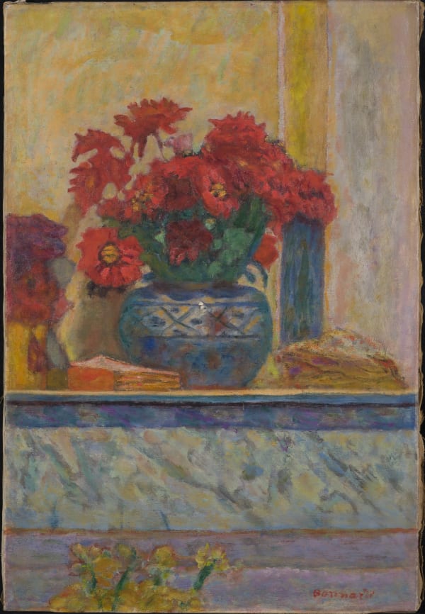 Pierre Bonnard, Fleurs rouges, 1924, oil on canvas, 75.2 x 50.2 cm. sold by Bernheim-Jeune. For sale with Ward Moretti.