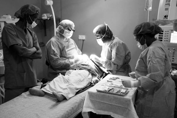 Operating on a child with a squint, Kitwe Hospital Eye Annexe, Zambia.